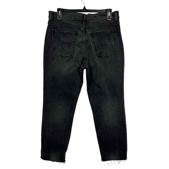 Old Navy Women’s Black Distressed Jeans Sz 6 Boyfriend Mid-Rise Frayed Hems - Picture 3 of 11